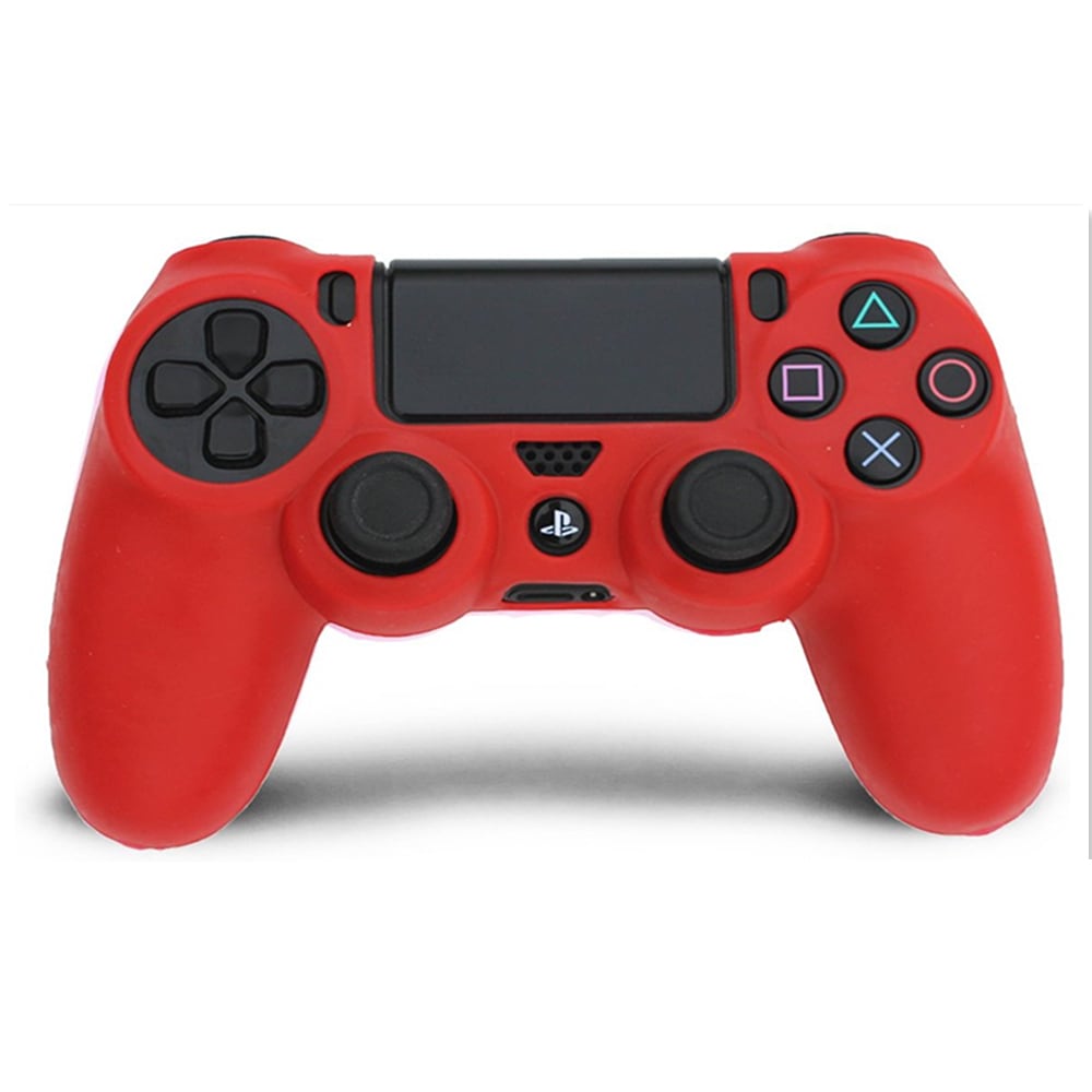 PS4 Controller Skin Silicone Rubber Protective Grip Case for Sony Playstation 4 Wireless Dualshock Game Controllers- Red