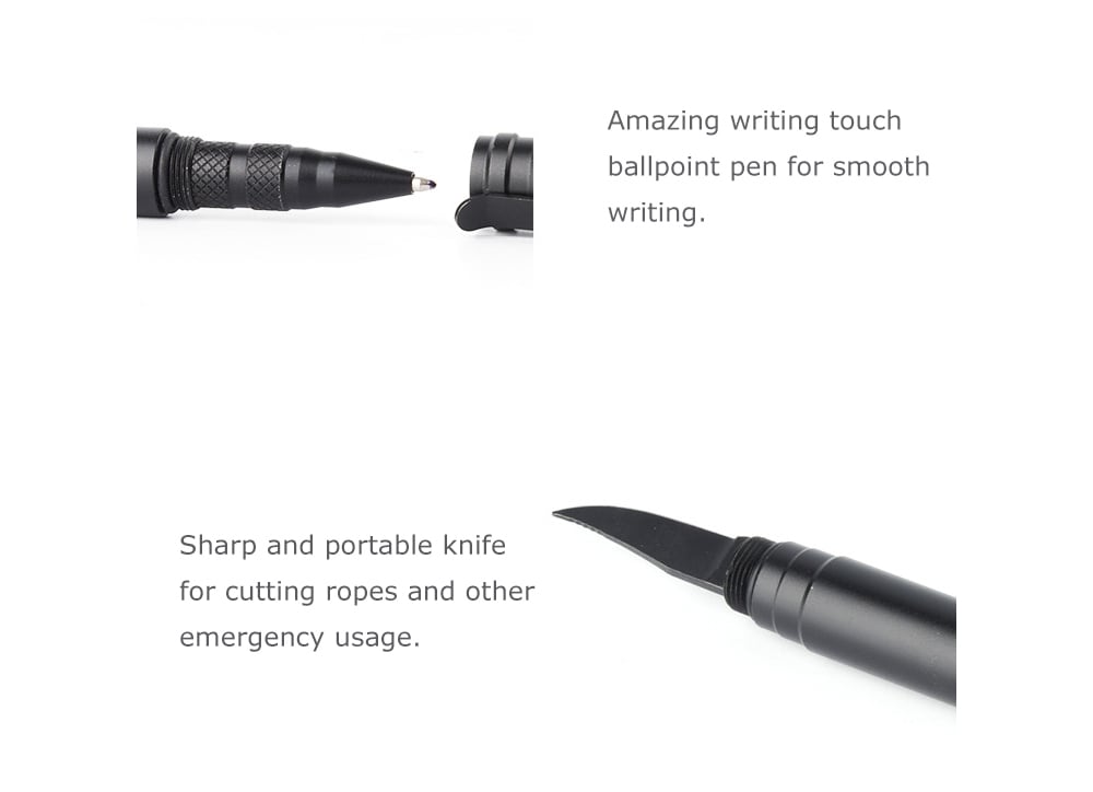 TG - S165 Outdoor Portable Tactical Defensive Survival Pen LED Flashlight- Black