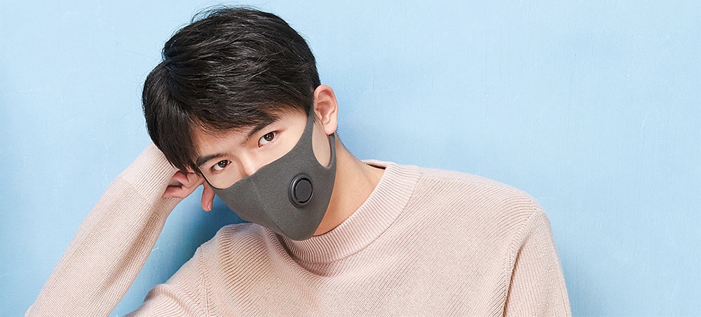 Xiaomi Light Breathing PM2.5 Anti-haze Face Masks Skin-friendly Material Anti-bacterial 3pcs- Dark Gray M
