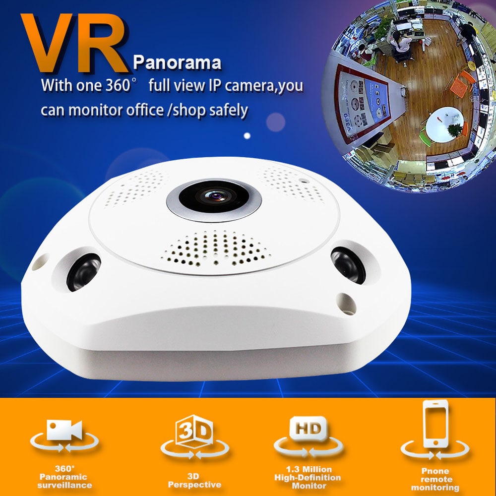 Smart 3D VR Camera Monitor 360 Degree Panoramic WiFi SD Card- White