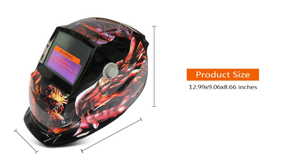Solar Energy Automatic Changeable Light Electric Welding Protective Helmet with Animal Pattern- Golden 107 discolor dragon