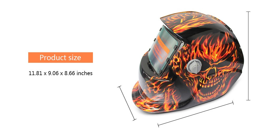 Solar Energy Automatic Changeable Light Electric Welding Protective Helmet with Skull Pattern- Colormix Skull Gunner