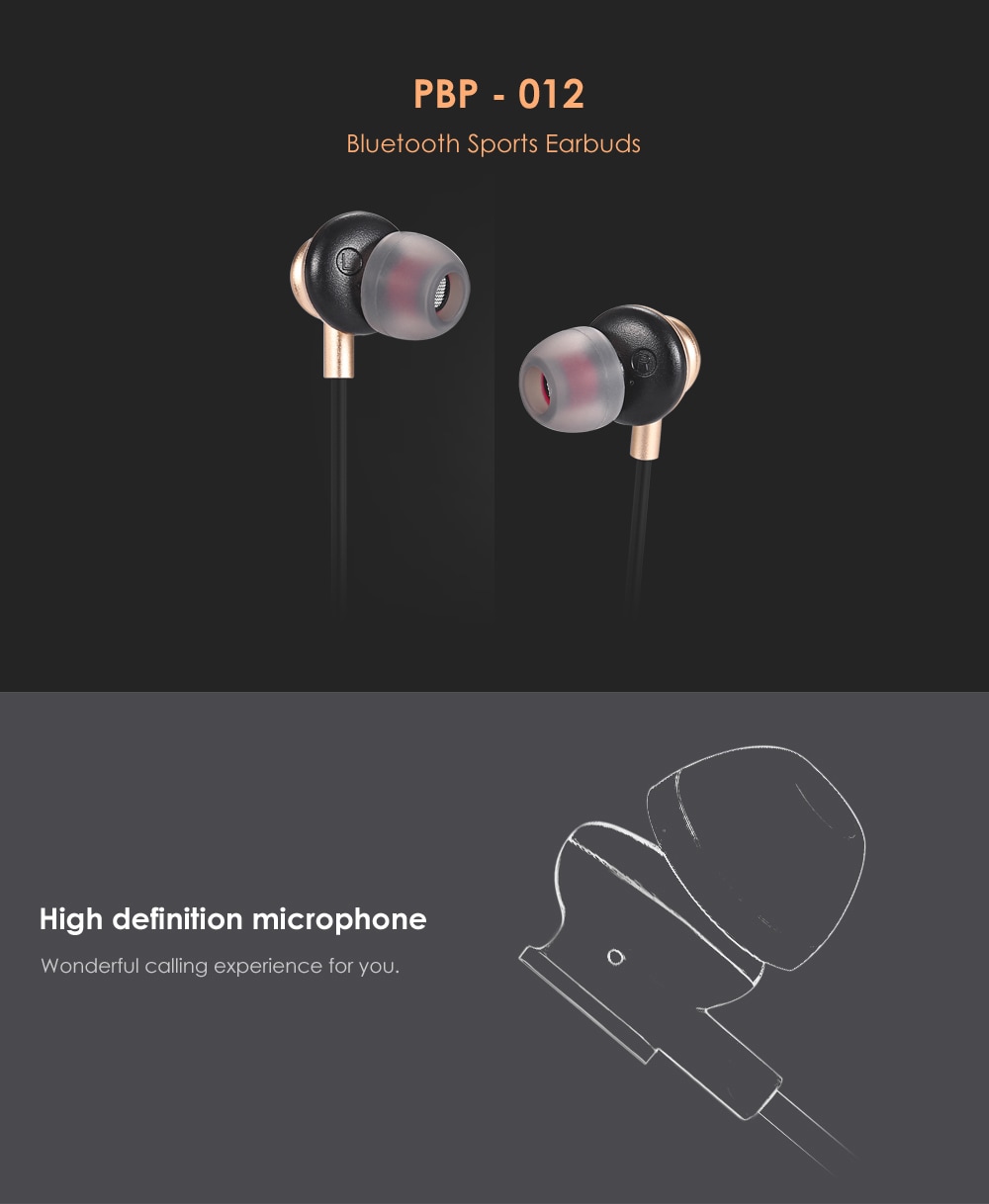 PBP - 012 Bluetooth Sports Earbuds with Mic Support Hands-free Calls- Golden
