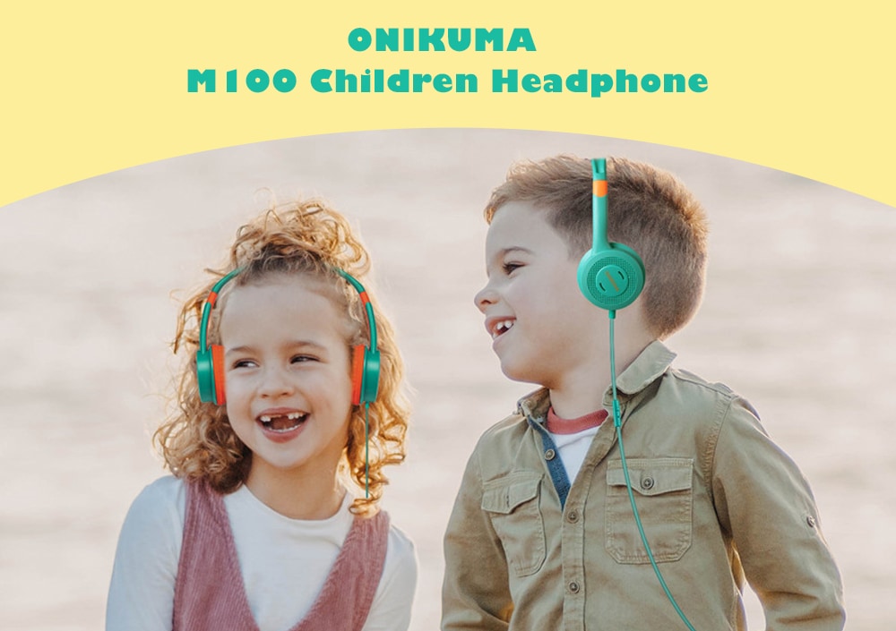 ONIKUMA M100 Children Headphone 3.5mm Wired Adjustable Headband Kids Headset with Microphone  - Light Sky Blue