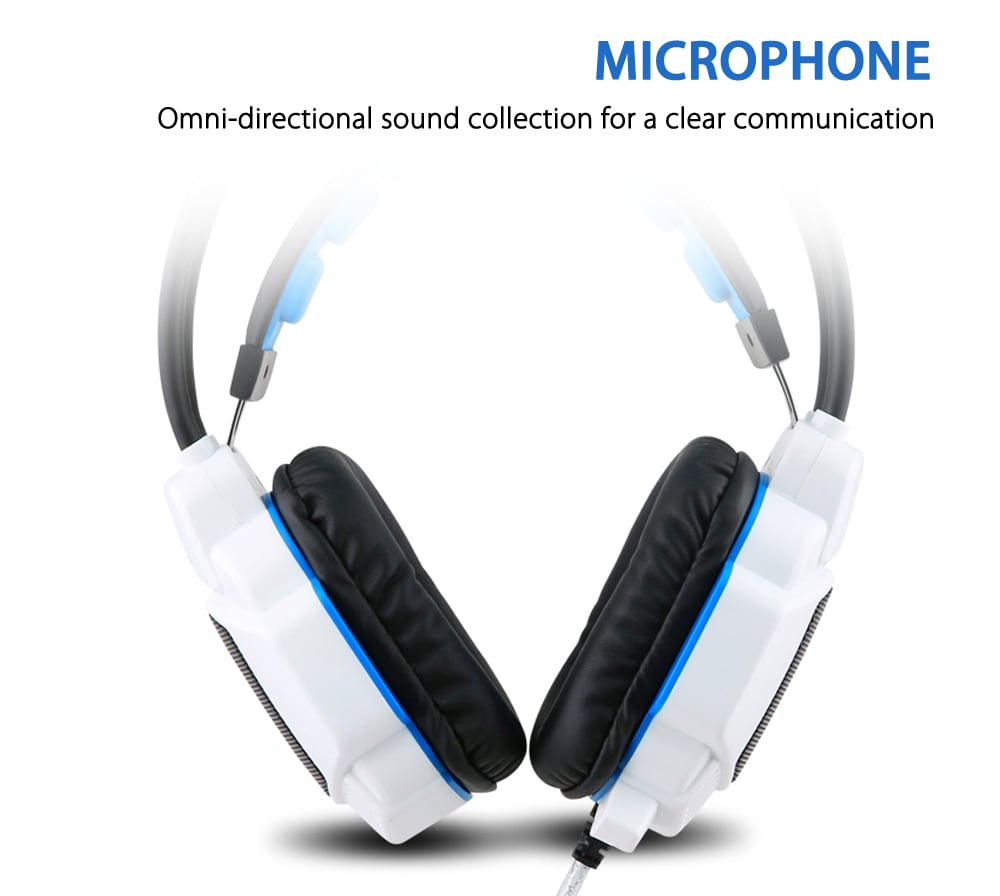 OVANN X90 - C Professional Gaming Headsets Flash Light Effect Suspended Headband- Blue and White