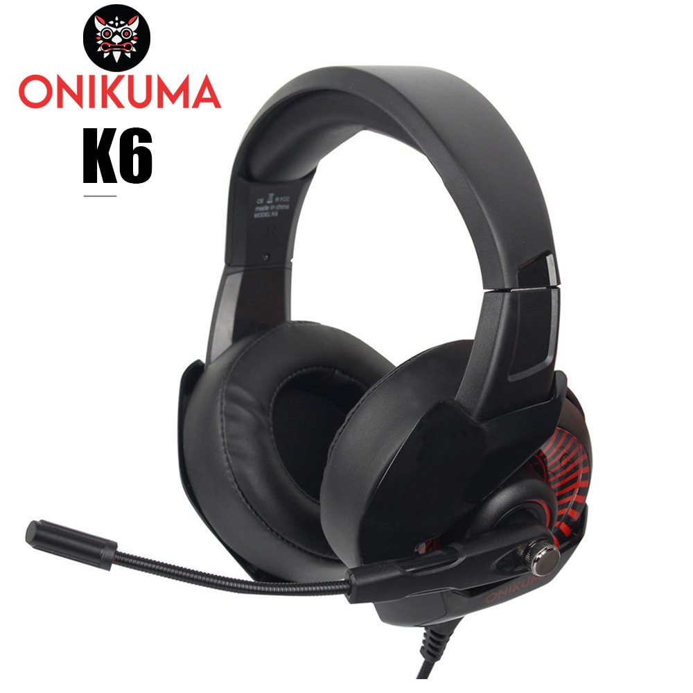 ONIKUMA K6 Game Headset Stereo Headband Headphone with HD Microphone and RGB LED Light- Black