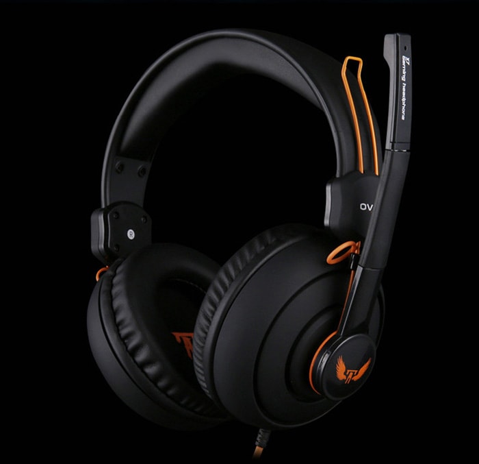 OVANN X7 Professional Gaming Headsets On-cord Control Comfortable Wearing- Black and Orange