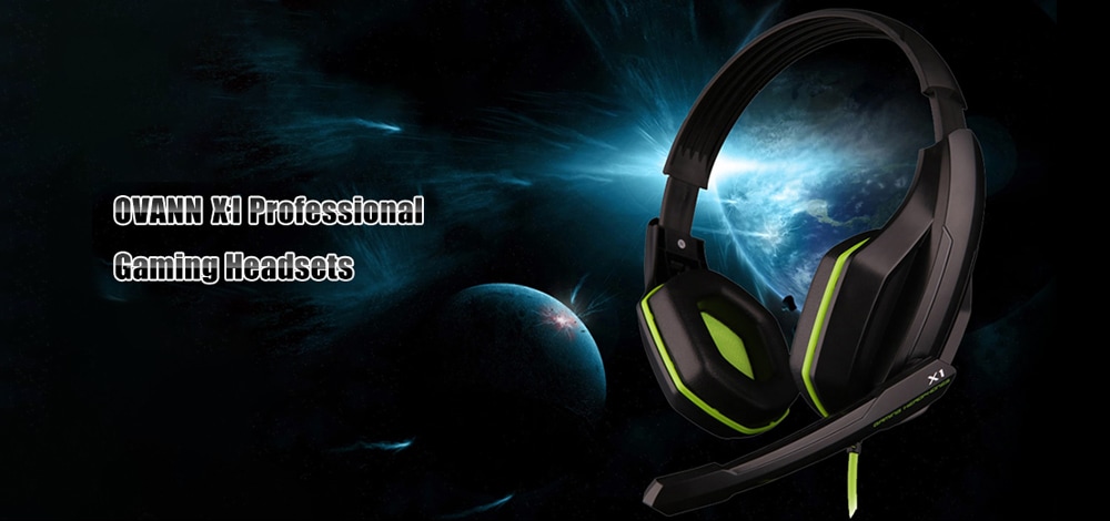 OVANN X1 Wired Gaming Headset with Microphone Volume Control 3.5mm Audio Jack- Black and Green