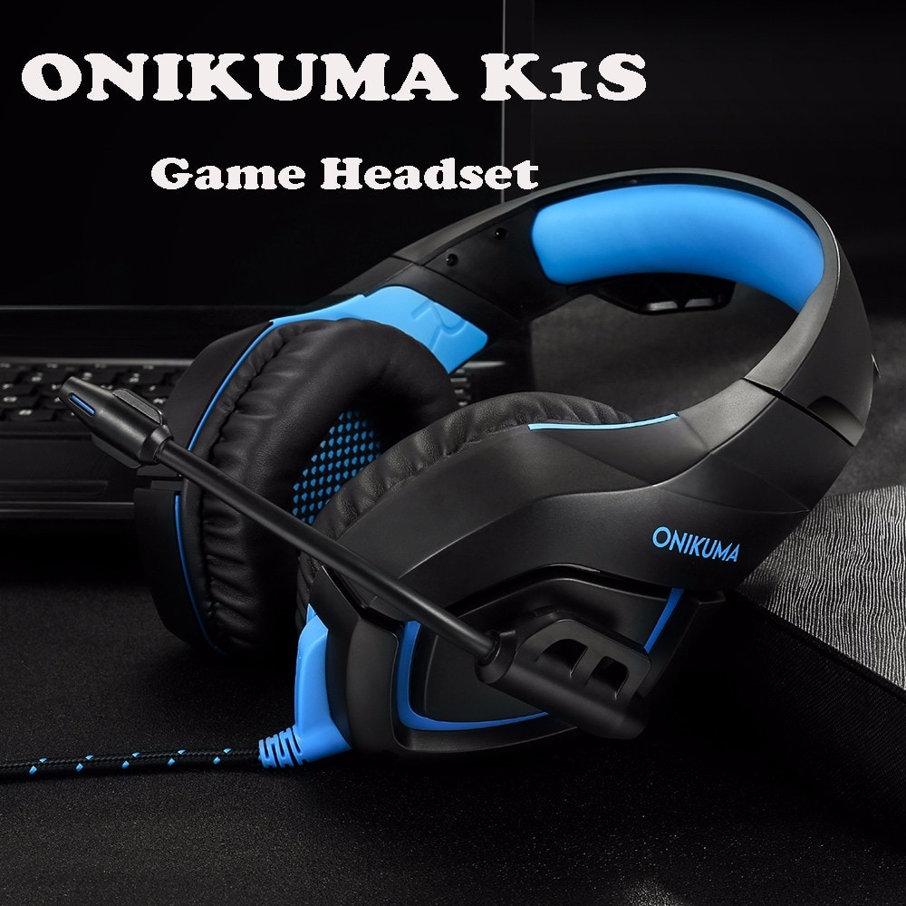 ONIKUMA K1S Game Headset Headband Over-ear Stereo Headphone for PS4 / Xbox One / Nintendo Switch / PlayStation 4 / PC Computer / Laptop / Smart Phone- Blue
