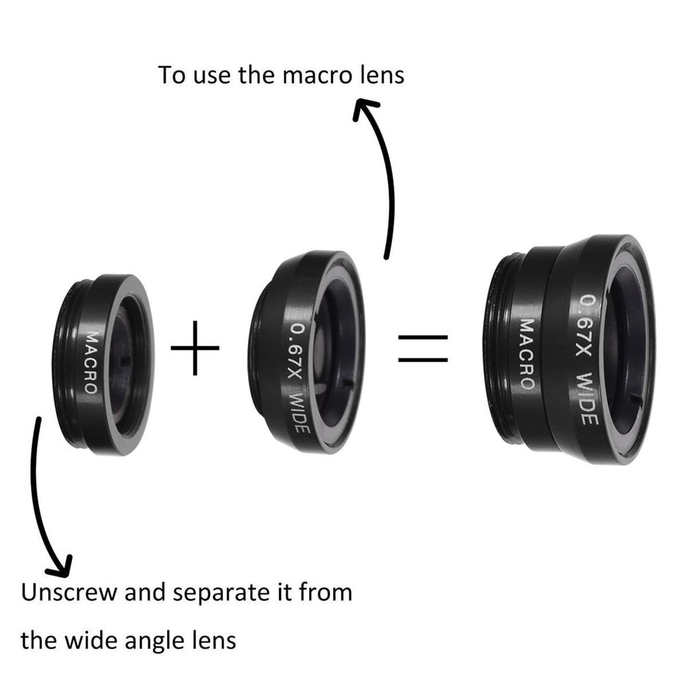 Telescope Telephoto Wide-Angle Macro Fisheye Lens Since The Shaft Tripod 10 in 1 Suit- Black