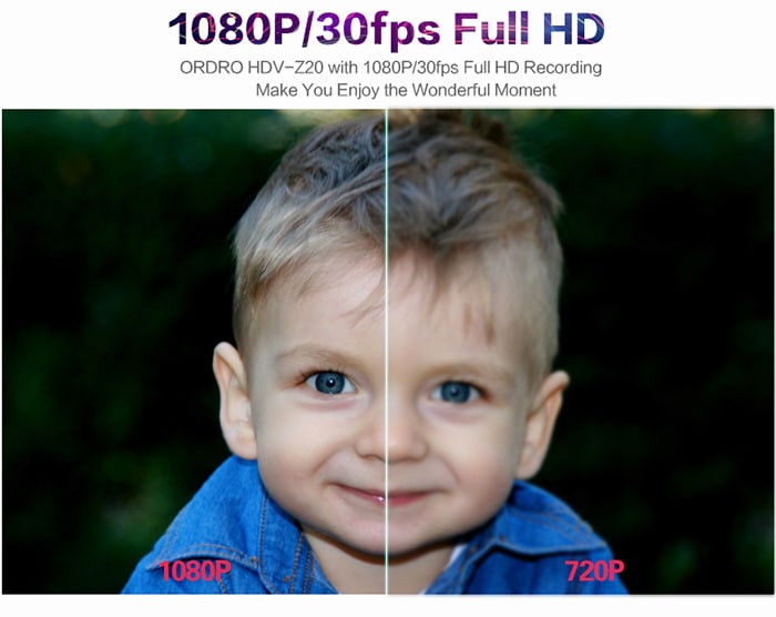 ORDRO HDV - Z20 WiFi 1080P 24MP 16X Digital Zoom F2.6 Aperture 3.0 inch TFT Touch Screen DV Camera- Black