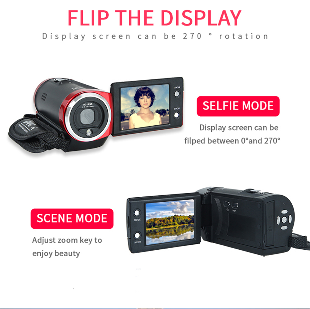SX05 HD Camcorder 16M Pixels 16X Digital Zoom 720P Travel Camera Mini DV DIS Gift Red- Red