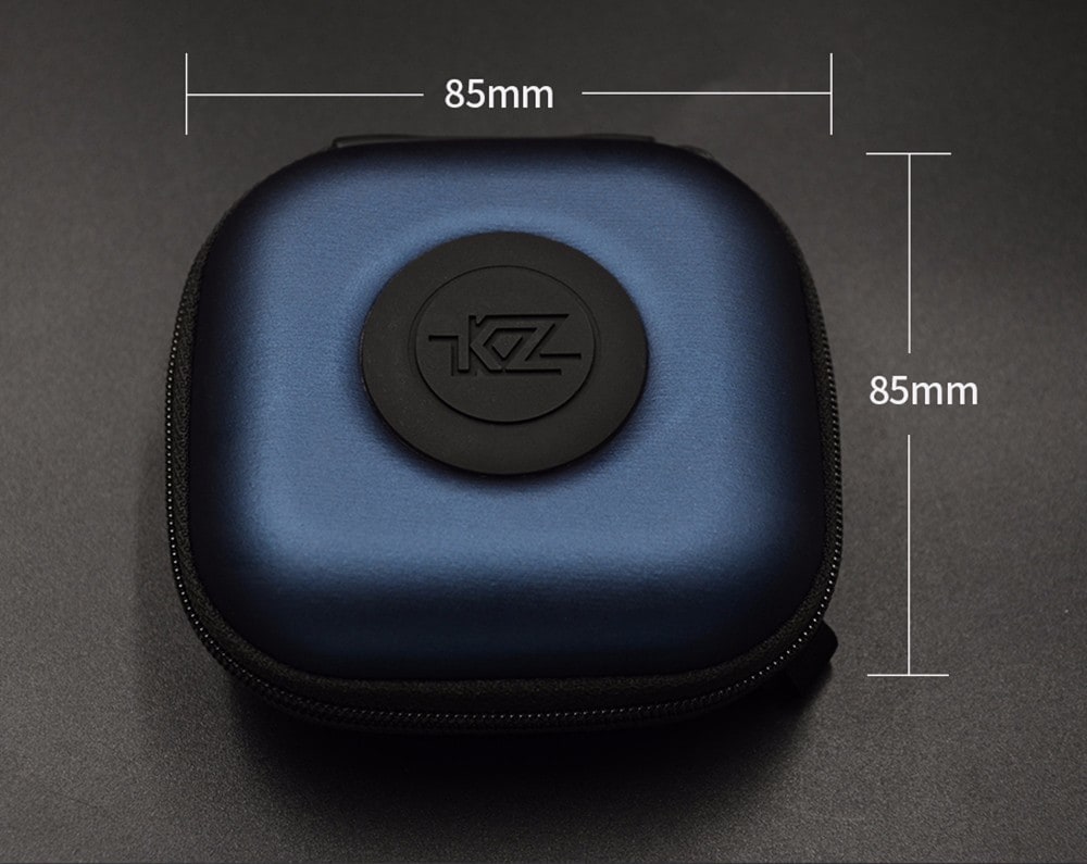 Original KZ Mini PU Leather Earphone Bag Zipper Square Carrying Case Shockproof Earbuds Protective Storage Box- Black