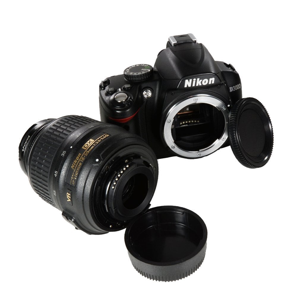 Rear Lens Cap Cover And Camera Body Cap for Nikon D810/D850/D750/D7500/D7200/D7100 D5600/D5300/D3400/D3200/D90- Black