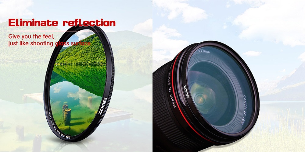 Zomei CPL Circular Polarizer Camera Filter for Canon / Nikon DSLR Lens - Black 86mm