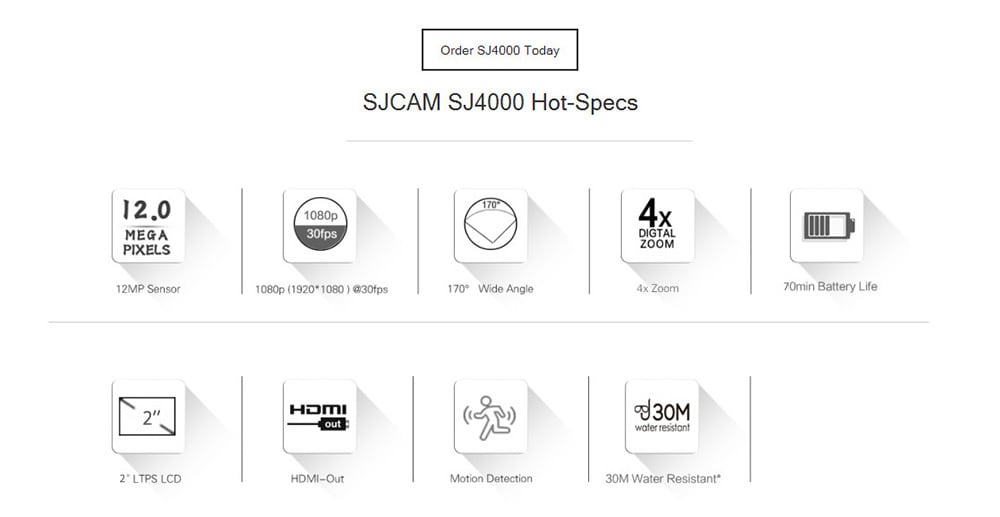 Original SJCAM SJ4000 Action Sport Camera 1080P 170 Degrees Wide Angle Lens 12MP Sensor- Black