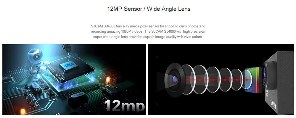 Original SJCAM SJ4000 Action Sport Camera 1080P 170 Degrees Wide Angle Lens 12MP Sensor- Black