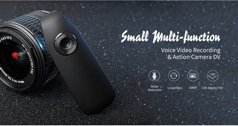VDK0113 HD 1080P Portable Meeting Voice Recorder Camera Support Motion Detection- Black EU