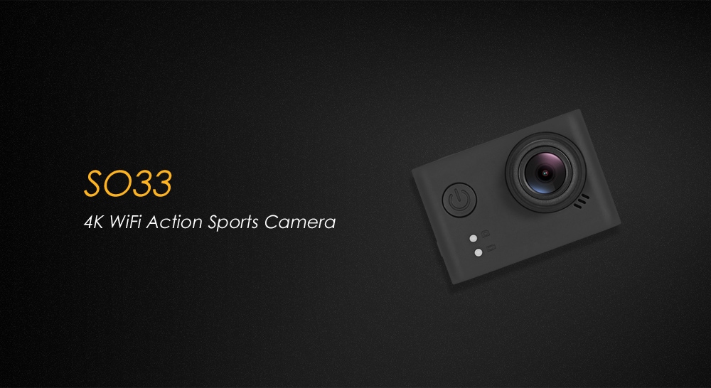 SO33 4K WiFi Action Sports Camera with Allwinner V3 Chipset / Anti-shake Function- Black