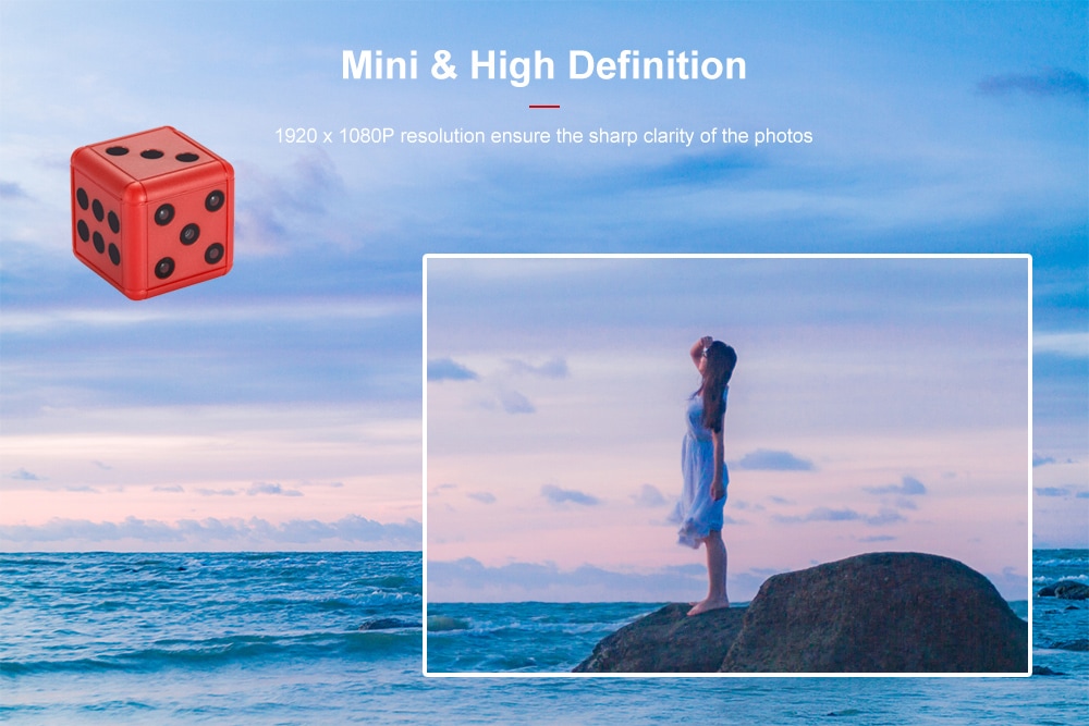 SQ16 1080P Dice Shape Mini Action Camera with Motion Detection HD Sports Camcorder- White