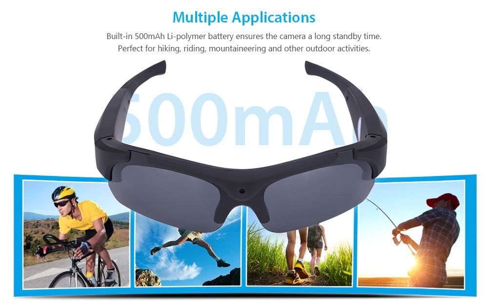 SM 16C Multi-function 65 Degree Wide Angle Eyewear Sunglasses Camera Video Recorder- Black