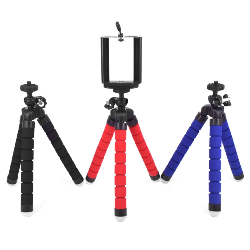 Octopus Style Portable and Adjustable Tripod Stand Holder for Cellphone Camera with Universal- Black