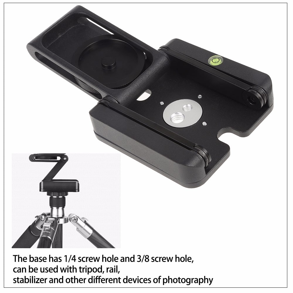 Z-shaped Folding Desktop Holder Quick Release Plate for Camera Tripod- Black Aluminium alloy type