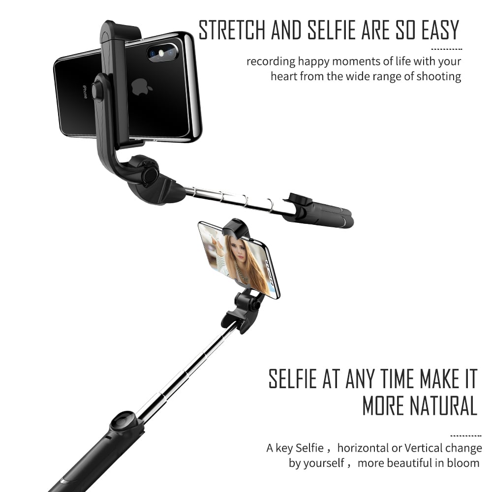 Portable Bluetooth Remote Control Tripod Monopod Handheld Selfie Stick for iPhone 8X- Black