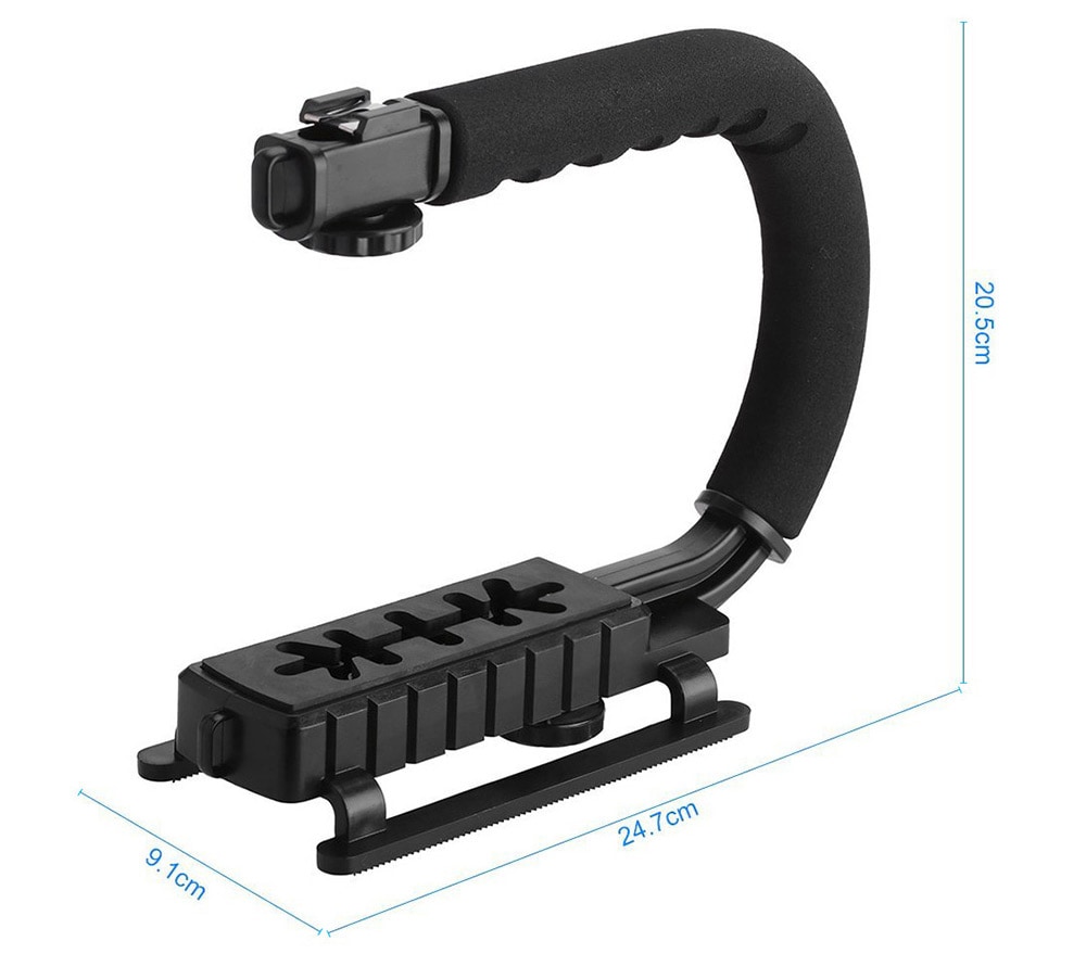 U Shape Grip Handle Stabilizer Stabilizing Stand Holder for DV 5D2 GOPRO- Black