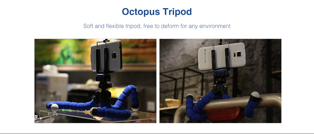 Sponge Octopus Tripod Mobile Phone Smartphone Tripod for Gopro Camera Accessory- Black