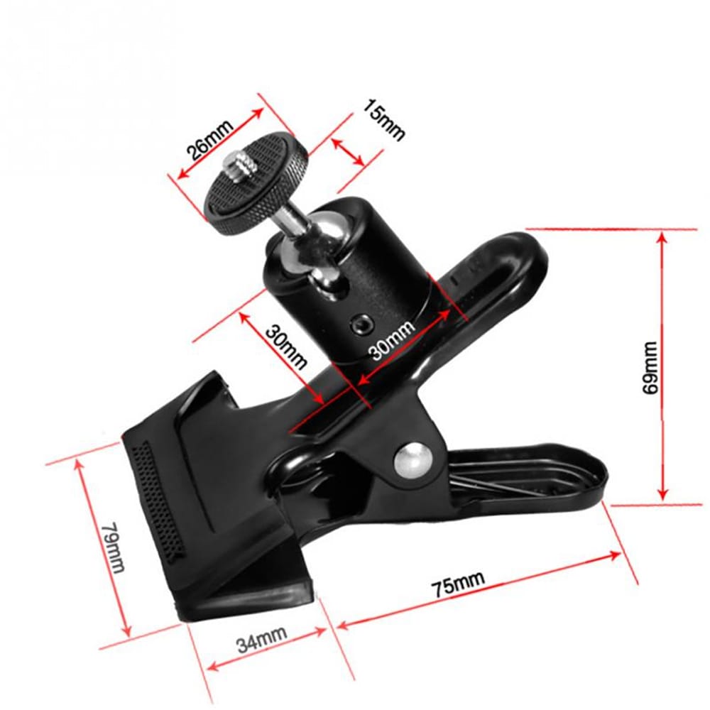 Universal Camera Photography Metal Clip Clamp Holder Mount with Standard- Black