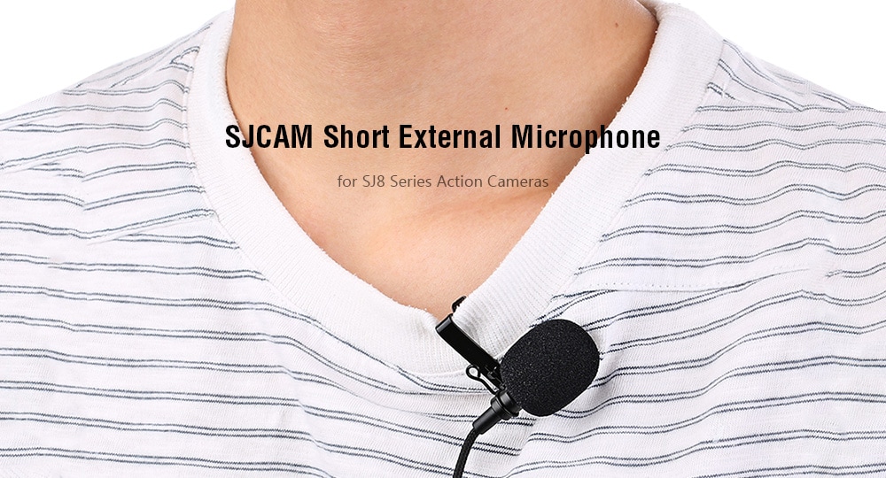 Original SJCAM Short External Microphone Lavalier Omnidirectional for SJ8 Series Action Cameras- Black
