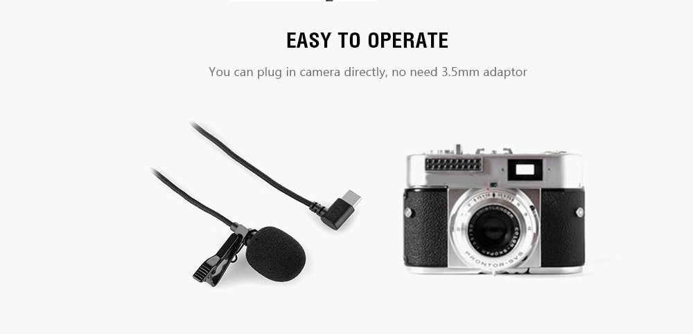 Original SJCAM Short External Microphone Lavalier Omnidirectional for SJ8 Series Action Cameras- Black
