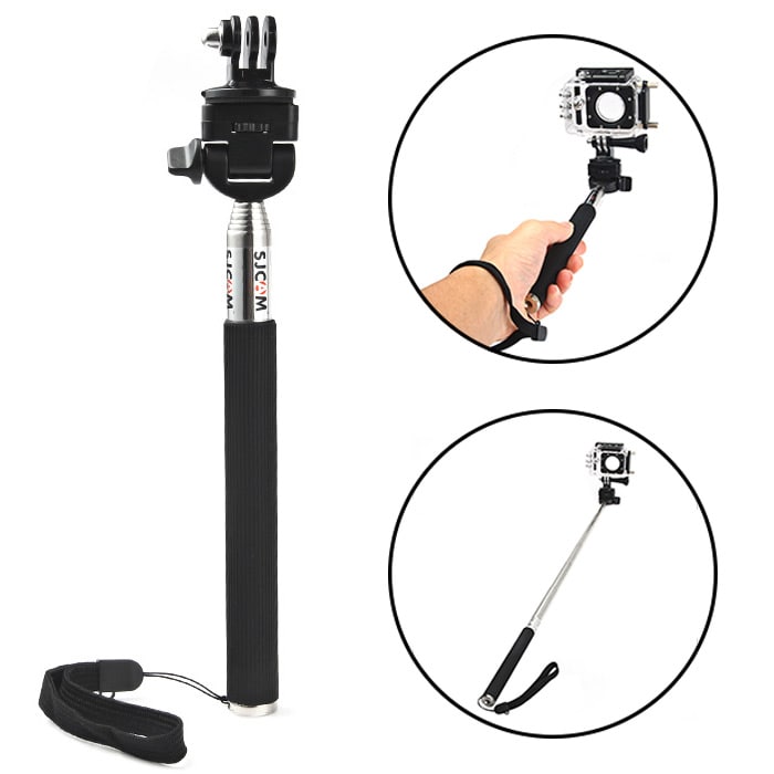 Original SJCAM Foldable Selfie Stick Camera Monopod with Adapter for GoPro Hero 4 / 3+ / 3 / 2 / 1 / SJ4000 / SJ5000 / SJ6000 Action Camera- Black