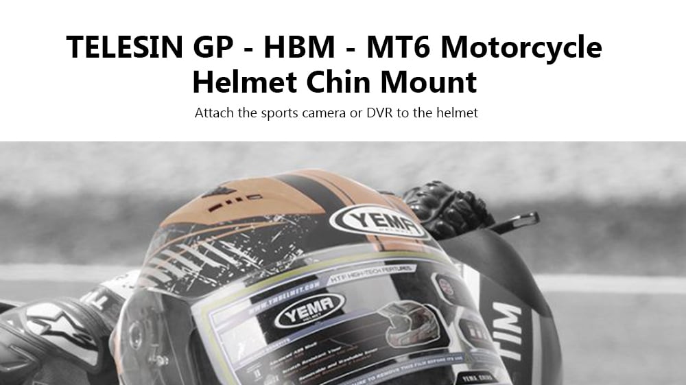 TELESIN GP - HBM - MT6 Motorcycle Helmet Chin Mount for YI Action Camera- Black
