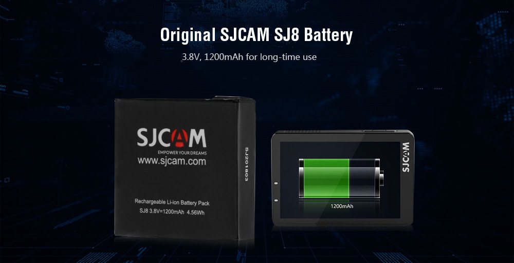 Original SJCAM 3.8V 1200mAh Standby Battery for SJ8 Series Action Cameras- Black