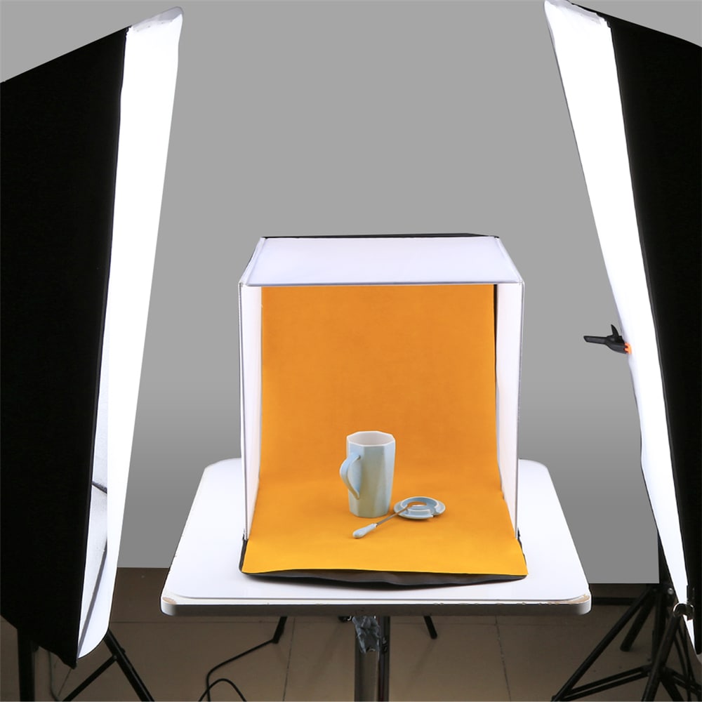 PULUZ 2 LED Light Photo Studio Lighting Tent Backdrop Cube Box- White