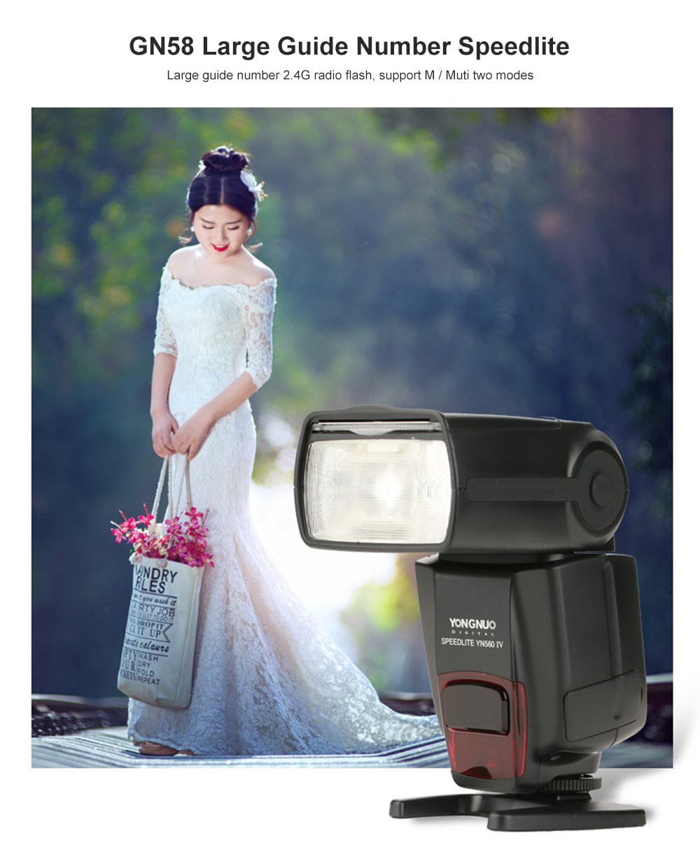 YONGNUO YN560 IV Universal External Speedlite Flashgun Master Flash for Canon / Nikon Digital SLR Cameras- Black