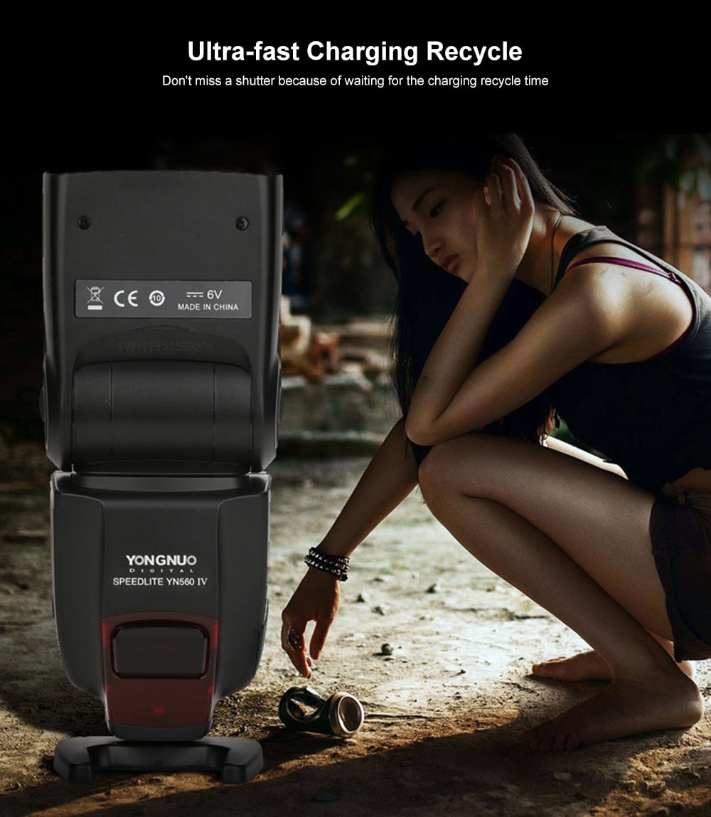 YONGNUO YN560 IV Universal External Speedlite Flashgun Master Flash for Canon / Nikon Digital SLR Cameras- Black