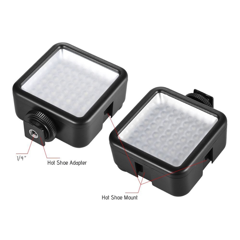 W49 Mini Interlock Camera LED Panel Light Dimmable Camcorder Video Lighting With Shoe Mount Adapter for Canon Nikon Sony- Black
