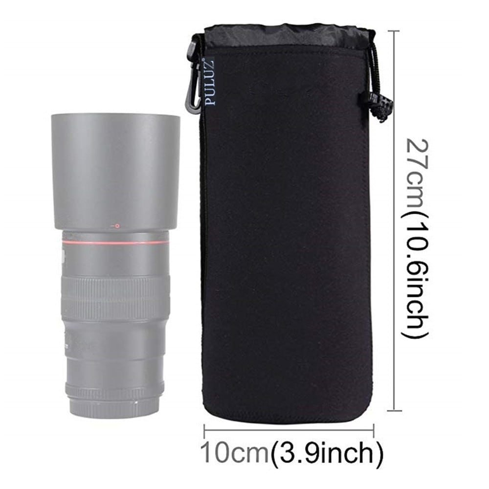 PULUZ Neoprene SLR Camera Lens Carrying Bag with Hook for Canon / Nikon / Sony- Black