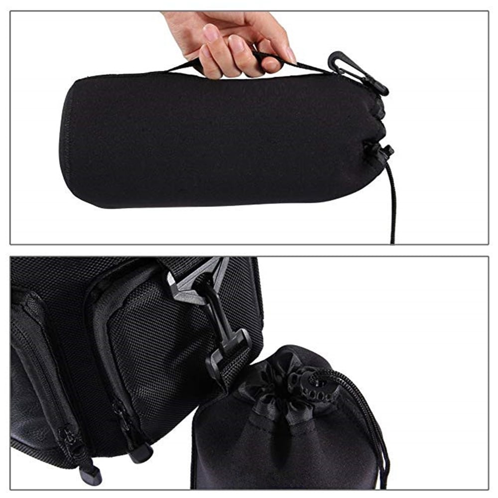 PULUZ Neoprene SLR Camera Lens Carrying Bag with Hook for Canon / Nikon / Sony- Black