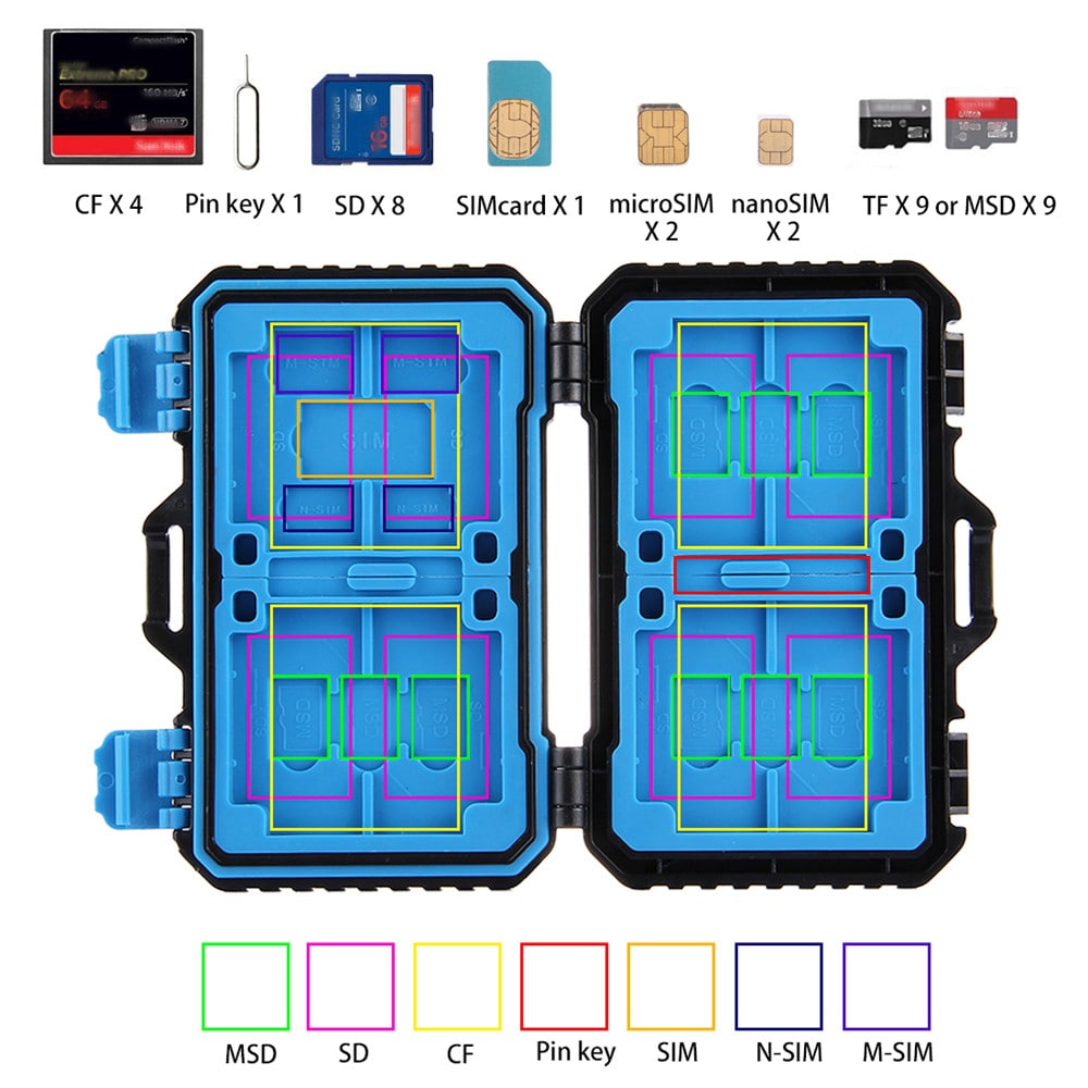 PULUZ Water-Resistant Micro SD CF TF Holder Stocker Storage Box- Black