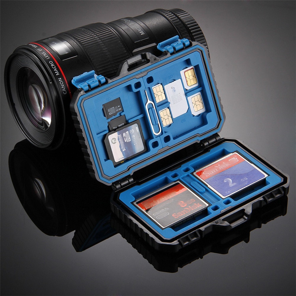 PULUZ Water-Resistant Micro SD CF TF Holder Stocker Storage Box- Black