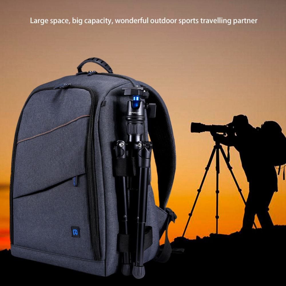PULUZ PU5011 Outdoor Portable Waterproof Dual Shoulders Backpack Camera Bag- Blue Gray