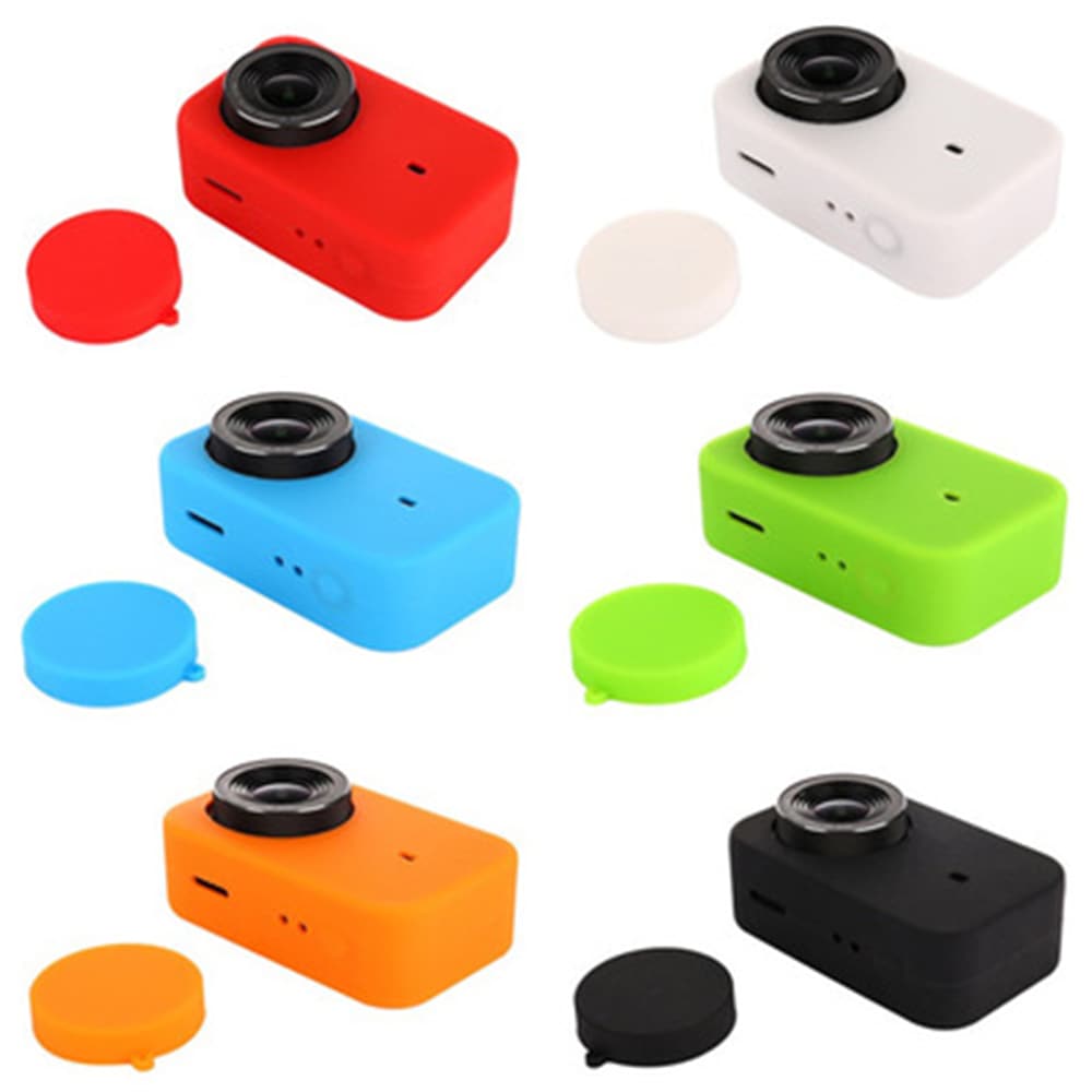 Silicone Rubber Skin Case Sleeve + Lens Cover for Xiaomi Mijia 4K Camera- Black