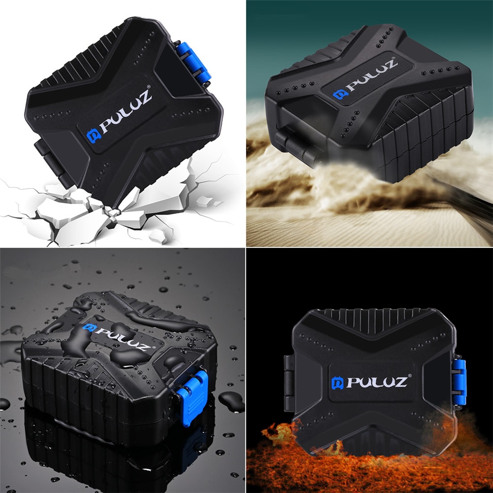 PULUZ Waterproof Micro SD CF TF  Holder Stocker Storage Box Memory Card Case- Black