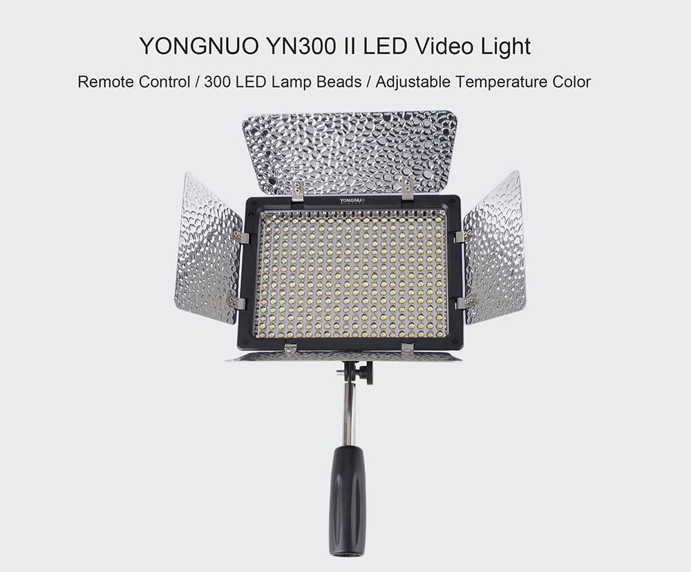YONGNUO YN300 II LED Video Light with Remote Controller for Camera Camcorder Adjustable Color Temperature- Black