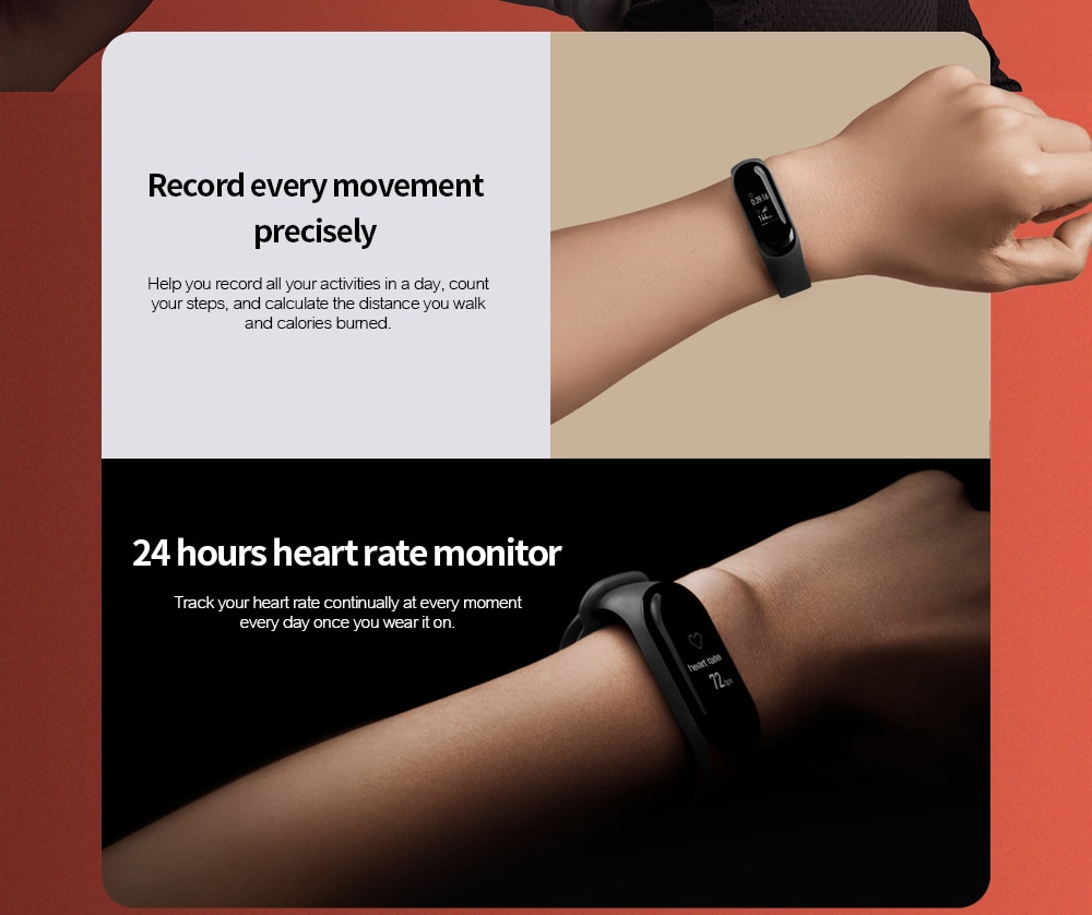 Xiaomi Mi Band 3 Smart Bracelet Heart Rate Monitor Bluetooth 4.2 Wristband- Black