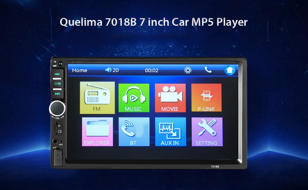 Quelima 7018B 7 inch Dual Din Bluetooth Hands-free HD Touch Screen Car MP5 Player - Black